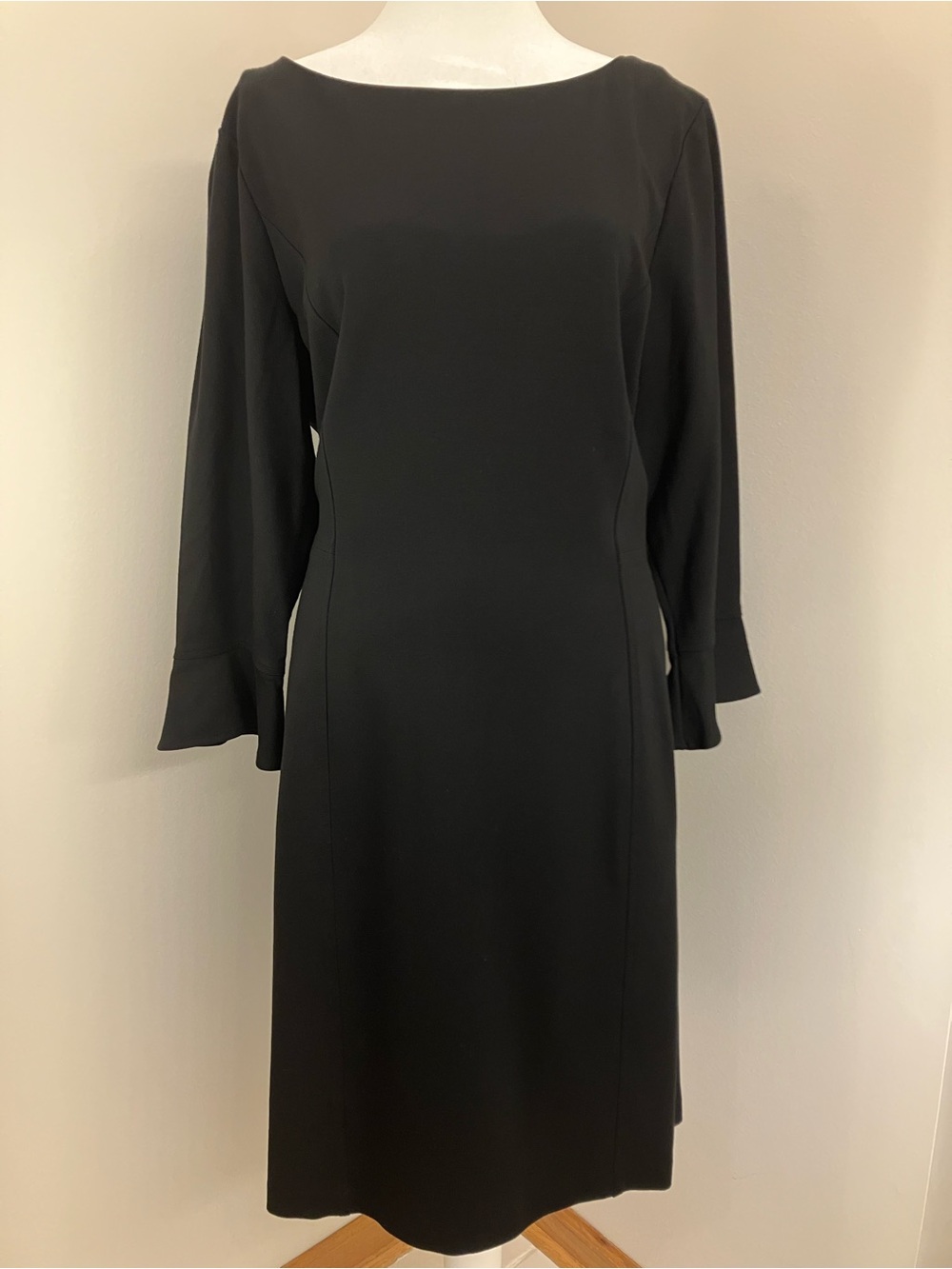Talbots Black Long-Sleeve Boatneck Sheath Dress